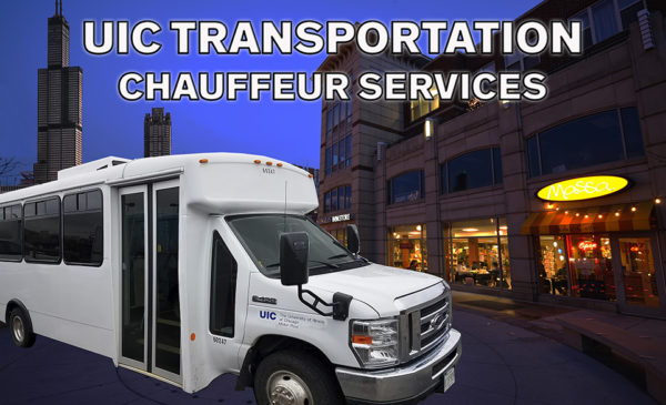 UIC Shuttle Bus in front of Agape House
