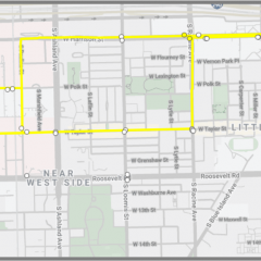 Cropped view of Semester Express route map