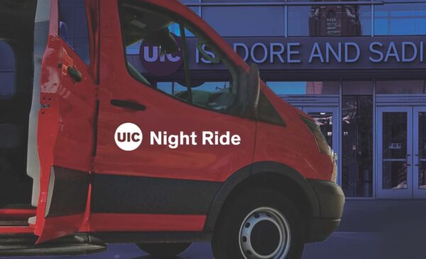 Night Ride van in front of UIC Forum